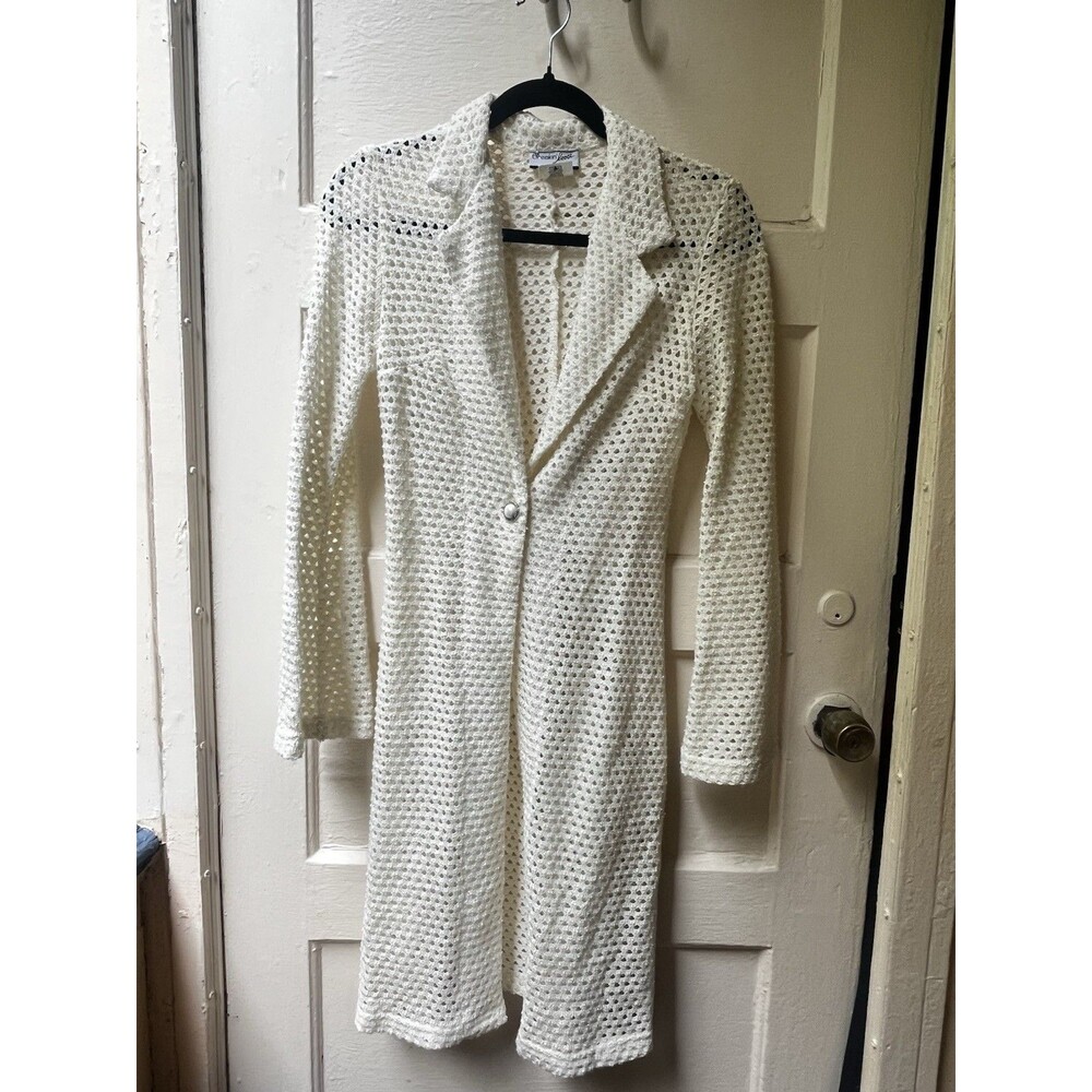Y2K duster cardigan Sz 5/6 White Crochet Boho Hippie Festival Cowgirl Longline